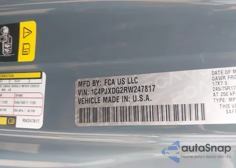 2024 Jeep Wrangler 4-Door Sport S 4X4 z USA, uszkodzony, nr VIN 1C4PJXDG2RW247817